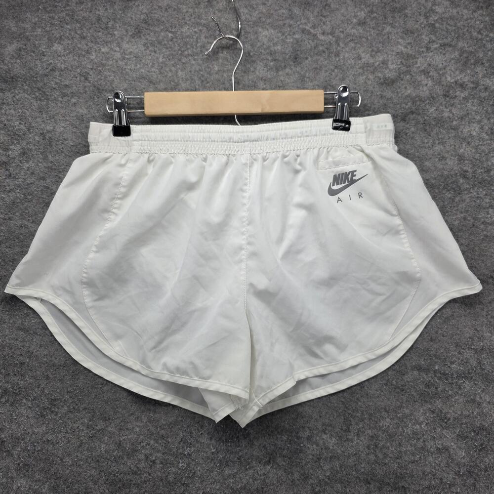 Nike Air Shorts Womens Large White Dri-FIT Running Mesh Lined Elastic Waist